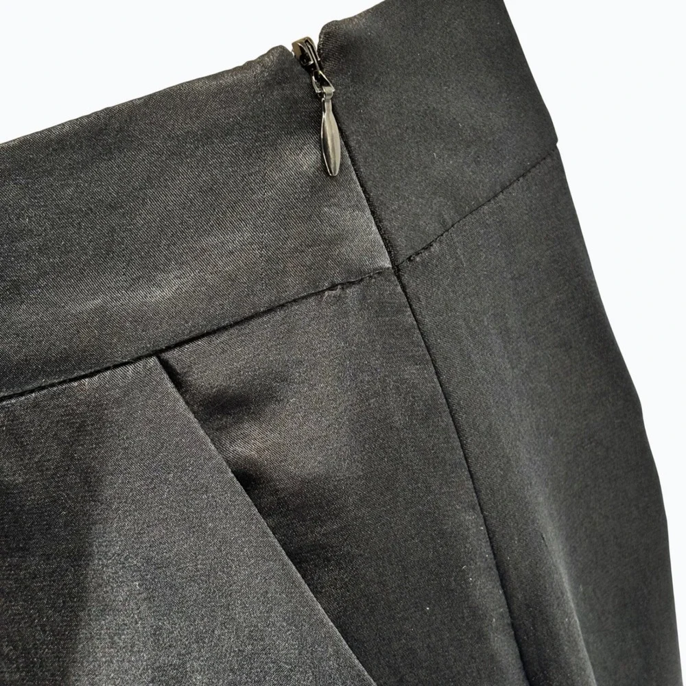 Robert Rodriguez Womens Black Satin Wide Leg Culottes Pleated Shorts Sz 10